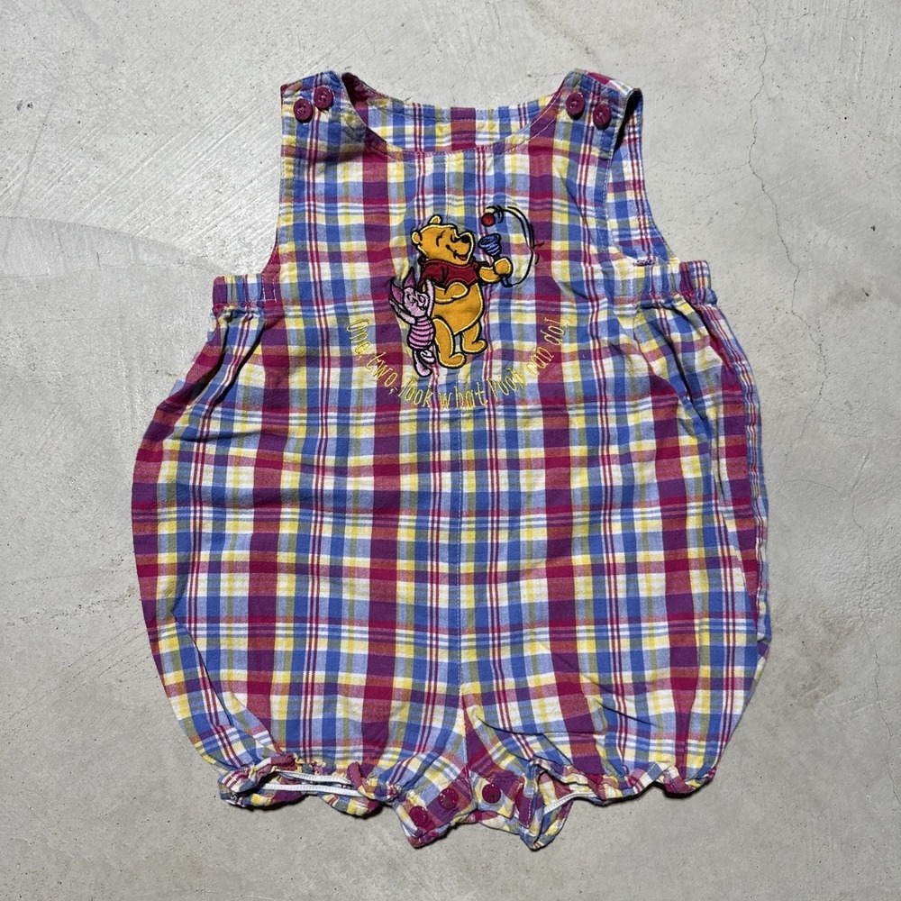 Vintage Winnie The Pooh Overalls Bubble SZ 18 Months One Two Look Pooh Can Do